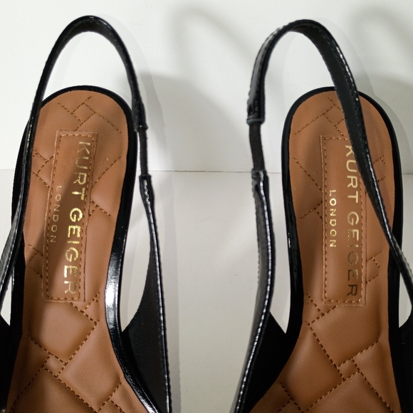 Kurt Geiger London Large Eagle Head Black Patent Leather Slingback Pumps - Picture 13 of 13